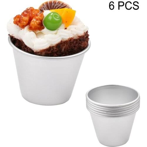 6pcs Pudding Mould Mini Aluminum Nonstick Chocolate Molten Pans Pudding Cups Molds for Dessert DIY Baking Kitchen Accessories
