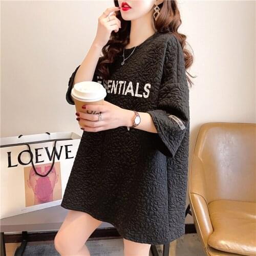 6056# Maternity Clothes Summer O Neck Letter Printing Short Sleeves Easy Matching Loose Stylish Tops Pregnancy Clothes