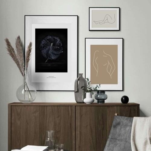 Dancing Girl Abstract Figure Line Wall Art Canvas Painting Poster and Print Pictures for Living Room Interior Home Decoration