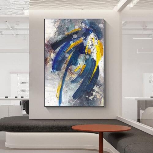 Abstract Yellow Feather Oil Paintings Print on Canvas Art Posters and Prints Modern Graffiti Art Wall Pictures Home Decor Cuadro