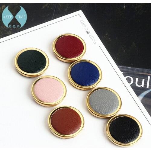 Diy handmade jewelry accessories metal frame leather round buckle patch earrings pendant material pendant pendant