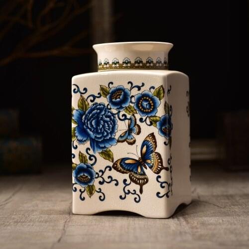 American Rural creative ceramic storage can handicraft general can ornament tea can candy can