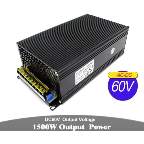 Single Output Power Supply DC60V 25A 1500W Transformer 110V 220V AC-DC LED Driver Power Supply Unit for CNC Router Stepper Motor