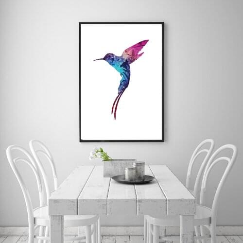 Nordic Colorful Hummingbird Abstract Flower Poster Canvas Print Art Painting Wall Art Picture Modern Home Decor U LZ611