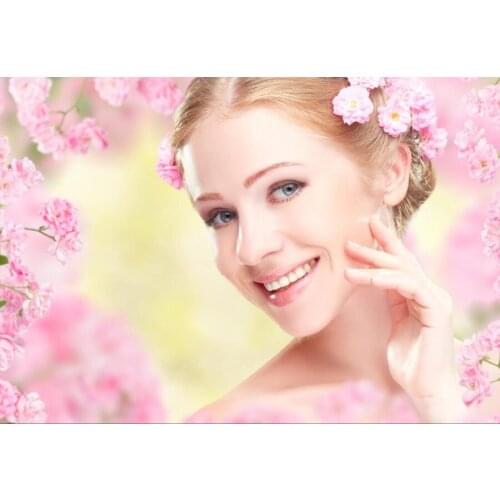 Flowering trees Blonde girl Face Smile Girls wallpaper papel de parede,living room TV sofa wall bedroom 3d wall murals wallpaper