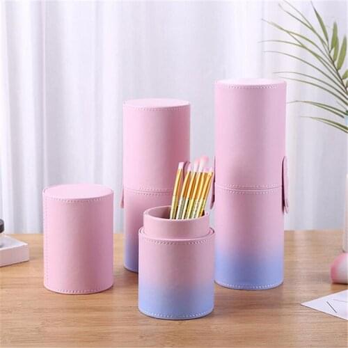 Makeup Brushes Holder Fashion Organizer Case Brush PU Leather Pen Holders Storage Protable Cosmetic Bag Make Up Tools