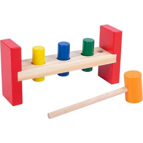 1-3 Years Old Early Childhood Education Puzzle Hands-on Percussion Toys Color Recognition Percussion Table Wooden