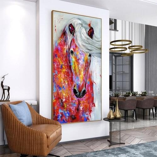 Home Painting Wall Art Canvas Paintings Color Animal Picture Poster The Horse Portrait Prints Home Decor No Frame
