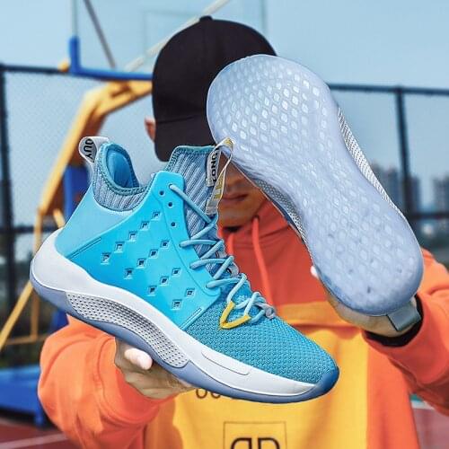 Breathable Mesh Blue Trainers Basketball Shoes Bounce High Top Sneakers Men Fashion Unisex Basket Shoes Zapatillas De Deporte