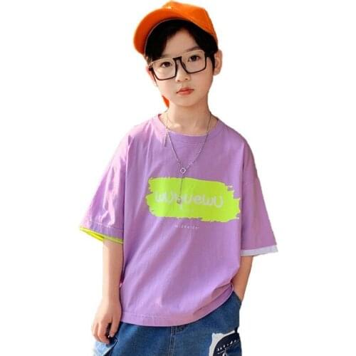 Short-sleeve Oversized t-shirt for boys Childrens clothing fashion clothes for teens Hip Hop boys clothes letter print Costume