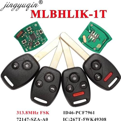 Jingyuqin Remote Car Key for MLBHLIK-1T 313MHz/ 313.8MHz for Honda Accord 2008-2012 with ID46 chip