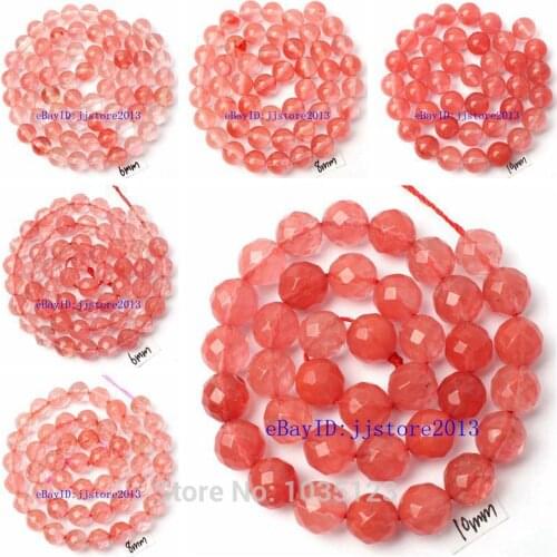 High Quality Red Watermelon Crystal Round 4/6/8/10/12mm Necklace Bracelet Jewelry DIY Gems Loose Beads 15 Inch wj284