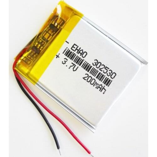 3.7V 200mAh 302530 Polymer lithium Lipo battery rechargeable customized for mp3 gps bluetooth headset smart watches