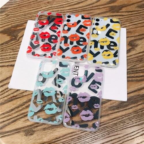 Sexy Lips Kiss Cute Phone Case For Samsung S20 Plus Note 10 Plus S20 Ultra Transparent Electroplating Mirror Effect Hard Case