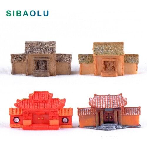 Simulation Ancient City Gate courtyard Miniature Figurine DIY Resin Accessories Doll building home Decoration Play house toys