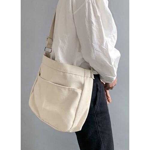 Fashion Preppy Style Women Hasp Canvas Bags Shoulder Bags 2021New Female Casual Soft Zipper Canvas Handbags Messenger Bags