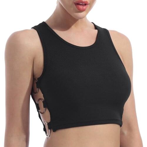 Fashion Summer Slim Render Short Top Sexy Women Sleeveless O Croptops Tank Tops Solid Black Crop Vest Tops Wholesale