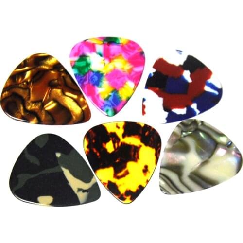 Lots of 50pcs Celluloid Guitar Picks Plectrums Tie Dye Abalone Tortoise Tiger Stripe Camouflage
