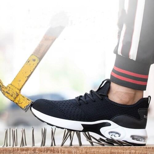 Indestructible Man Safety Shoes Light Work Casual Sneakers Breathable Shoes Men Steel Toe Puncture Proof Air Mesh Safety Boots