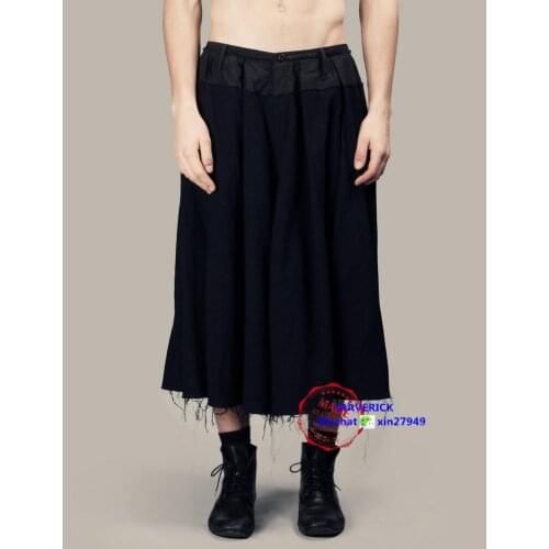 27-44 2020 New Culottes Wide Leg Pants Men And Women Retro Cotton Line Skirt Cross Pants Hairstylist Singer Costumes Clothing