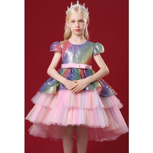 2021 New Bowknot Baby Girl Princess Dress For Girls Birthday Party Dresses Embroidery Puffy Wedding Dresses Kid Dress 1-10 Years