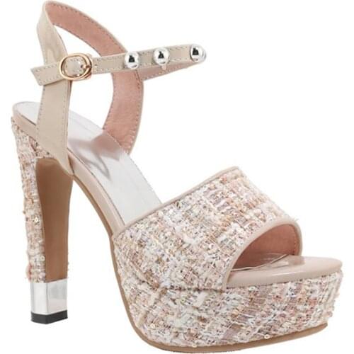 New Style Thick Heel Waterproof Platform High Heel Buckle Strap Fish Mouth Peep Toe Sandal Female Shoes