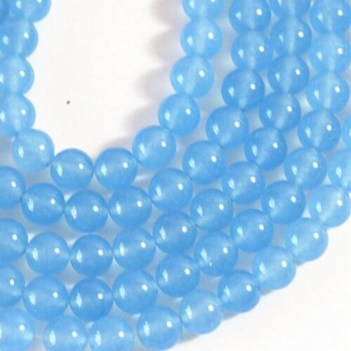 New fashion blue jades chalcedony round loose beads semi-precious stone beads 4 6 8 10 12mm hot sale women jewelry B15inch B26