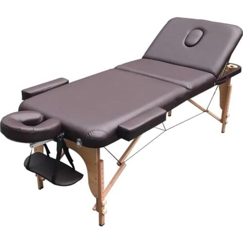 NEW Foldable portable salon beauty salon SPA tattoo furniture beech wooden PVC leather patio facial massage table bed with bag