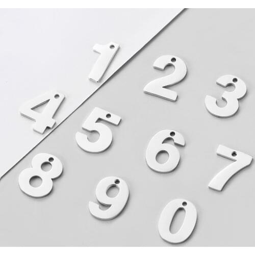 10pcs/Lot Number Charms High Quality Stainless Steel Mirror Polished Charms DIY Necklace Bracelet Charms For Jewelry Making