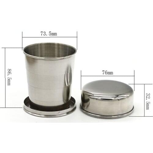 100pcs 8oz 240ml Stainless Steel Portable Folding Telescopic Collapsible Outdoor Cup Tableware Promotion Gift ZA5588