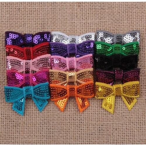 30pcs/lot Solid Color Sequins Butterfly for Children Headbands Hairpins Kids Gifts Bow DIY Headwear Hair Accessories for Woman