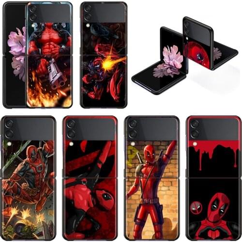 Shockproof Hard Fashion New Mobile Cover Marvel Superhero Deadpool For Samsung Galaxy Z Flip 3 5G Black Fundas Phone Case