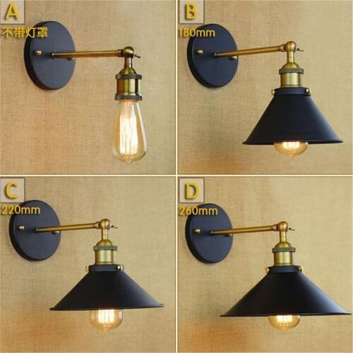 Retro Industrial Black Iron Metal lampshade Corridor lamp loft Wall Sconce lamp Fixture lamparas de techo luminarias de parede