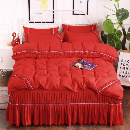 Polyester fabric Quilting Luxury Bedding Set Queen King size Bed set Duvet Cover Set Bedskirt Bed cover set Pillowcase