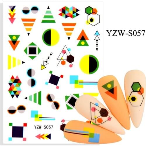 Self-adhesive 3D Stickers for Nails Colorful Geometry Triangle Nail Art Decorations Autumn Line Sticker Women Girl Nail Foil