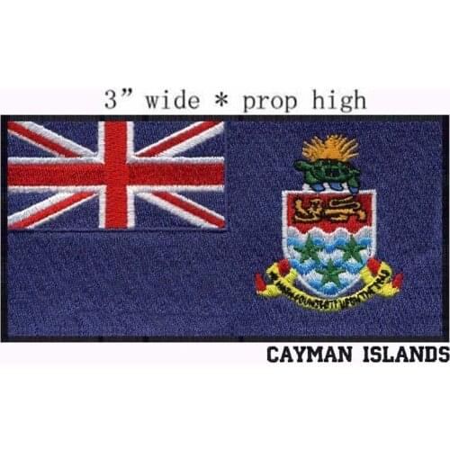 Cayman Islands Flag 3" wide embroidery patch for green stars/rectangle/tortoise