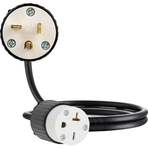 JORINDO NEMA 6-20P to 6-20R American standard plug 20A power conversion cord,250V,Pure copper conductor