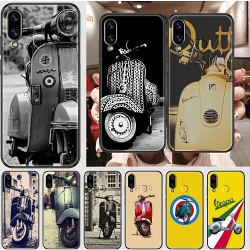 Vespa Scooter Motorcycle Phone case For Huawei Honor 6 7 8 9 10 10i 20 A C X Lite Pro Play black 3D back silicone shell pretty