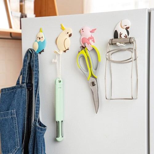 Lovely ParrotFridge Hook Key Wall Crochet Holder Removable Kitchen Hooks Home Decor key holder wall can Washed holder wall hook