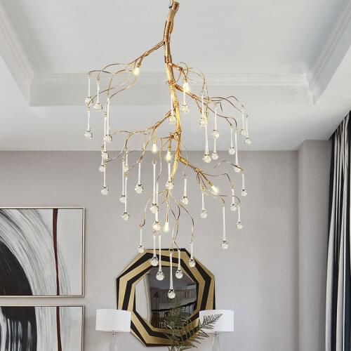 Nordic tree branch chandelier creative personality living room lamp simple modern restaurant crystal lamp tree branch led lamps