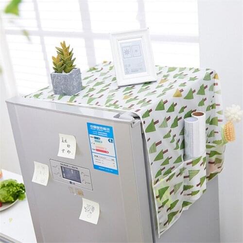54*129 cm PEVA Waterproof Refrigerator Cover with Pocket Storage Organizer Bags Hanging Bag Fridge Dust Cover