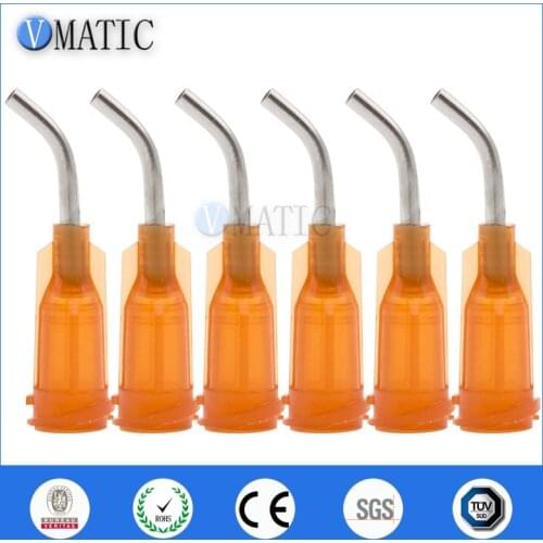 High Quality 15G Amber 0.5'' Tube 45 Degree Bend Bent Dispensing Needle Tips 1/2 Inch Stainless Steel Dispenser Needle