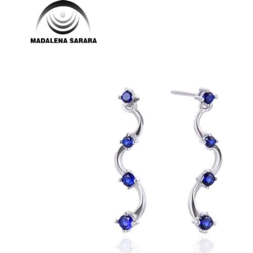 MADALENA SARARA Fashion S Simple Type Wave Elegant S925 Needle earrings AAA Zircon Inlaid earrings Drop Style 85mm