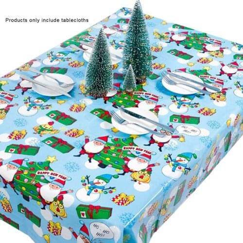 1pcs 110*180cm Christmas Table cloth Dinner Party Year Printed Rectangle PVC Tablecloth Christmas Table Cover Decorations
