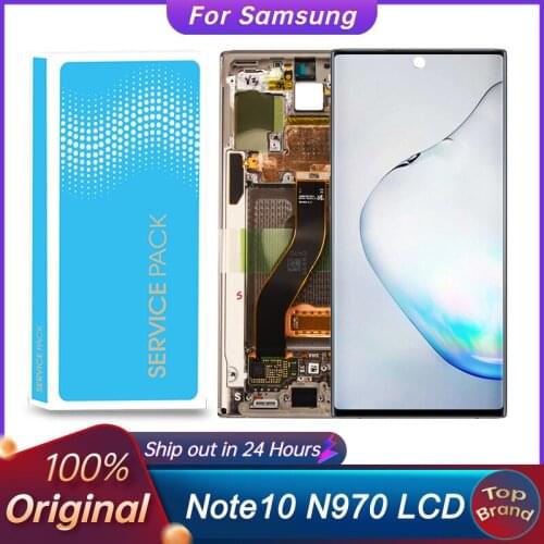 100% Original AMOLED LCD Display Touch Screen Digitizer for Samsung Galaxy Note 10 N970F N9700 Assembly Replacement Repair Parts