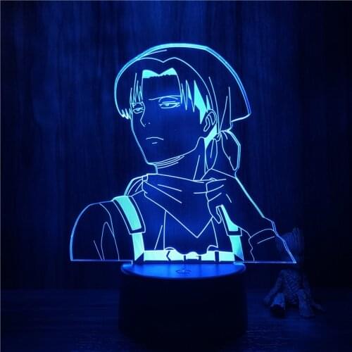 Attack on Titan Levi Cute Clean Up 3D Lamp Action Figure LED NightLight 7 Colors Touch Table Decor Night Light Gift Model
