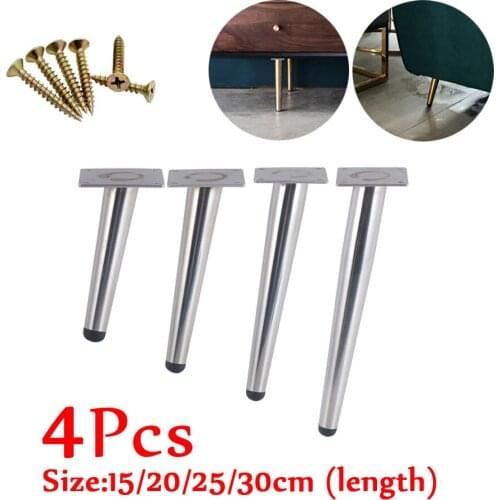 4Pcs Stainless Furniture table legs Load 900KG TV Cabinet Foot Sofa Leg Hardware Cabinet feet 25CM Silver Tapered Leg