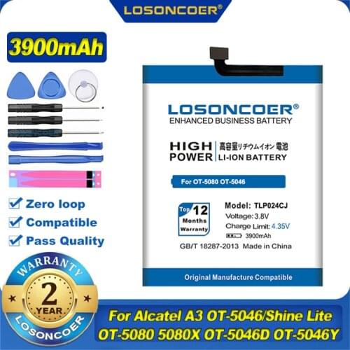 3900mAh Battery TLP024C1 TLP024CJ TLP024CC For Alcatel A3 OT-5046/Shine Lite OT-5080 5080X OT-5046D OT-5046Y 5046D 5046Y Battery