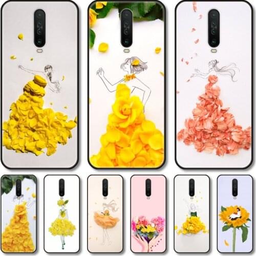 Features flowers Phone Case For XiaoMi Redmi Note 10S 9S 8 7 6 T Pro Black Cover Silicone Back TPU