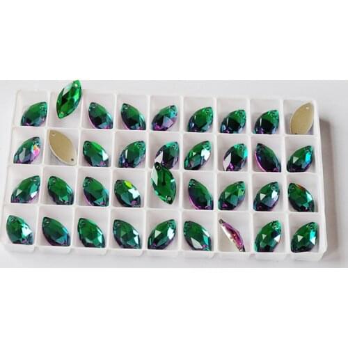 CTPA3bl Emerald 3223 Navette Shape High Quality Glass Rhinestone Flatback Sew On Stones For DIY Wedding Dress Decorations